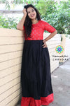 Black & Orange Glass Work Long Dress Ethnic