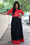 Black & Orange Glass Work Long Dress Ethnic
