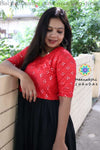 Black & Orange Glass Work Long Dress Ethnic