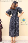 Black Printed Ruffle Midi Dress Casuals