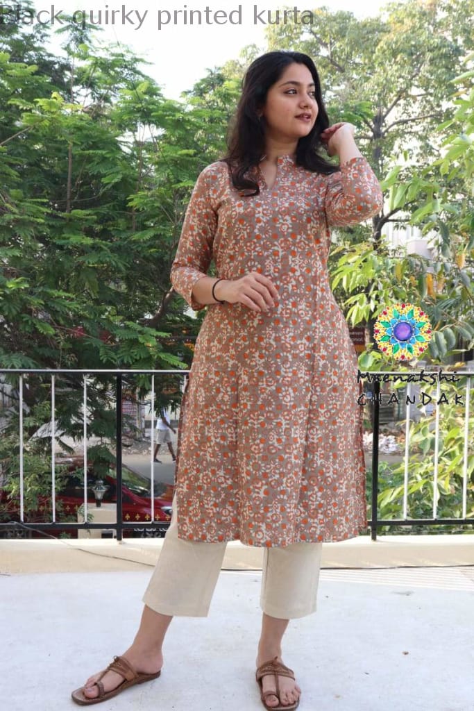 Black Quirky Printed Kurta Best Offers