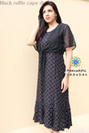 Black Ruffle Cape Dress Casuals
