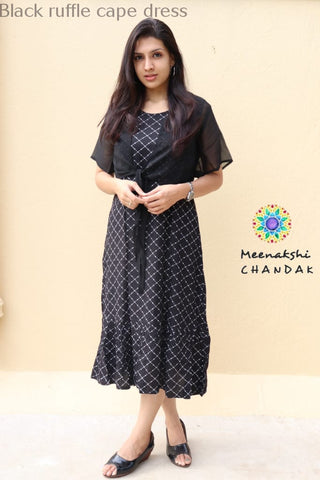 Black Ruffle Cape Dress S Casuals