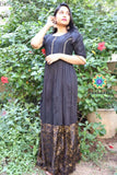 Black Ruffel Long Zari Dress Ethnic