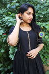 Black Ruffel Long Zari Dress Ethnic