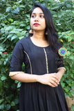 Black Ruffel Long Zari Dress Ethnic