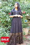 Black Ruffel Long Zari Dress S Ethnic