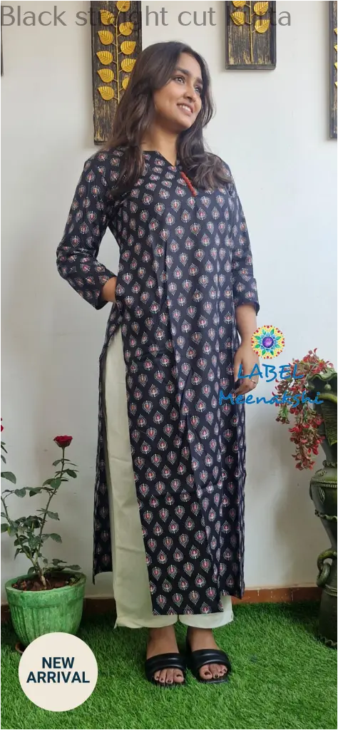 Black straight cut kurta KURTAS