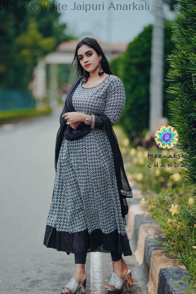 Black & White Jaipuri Anarkali Sets