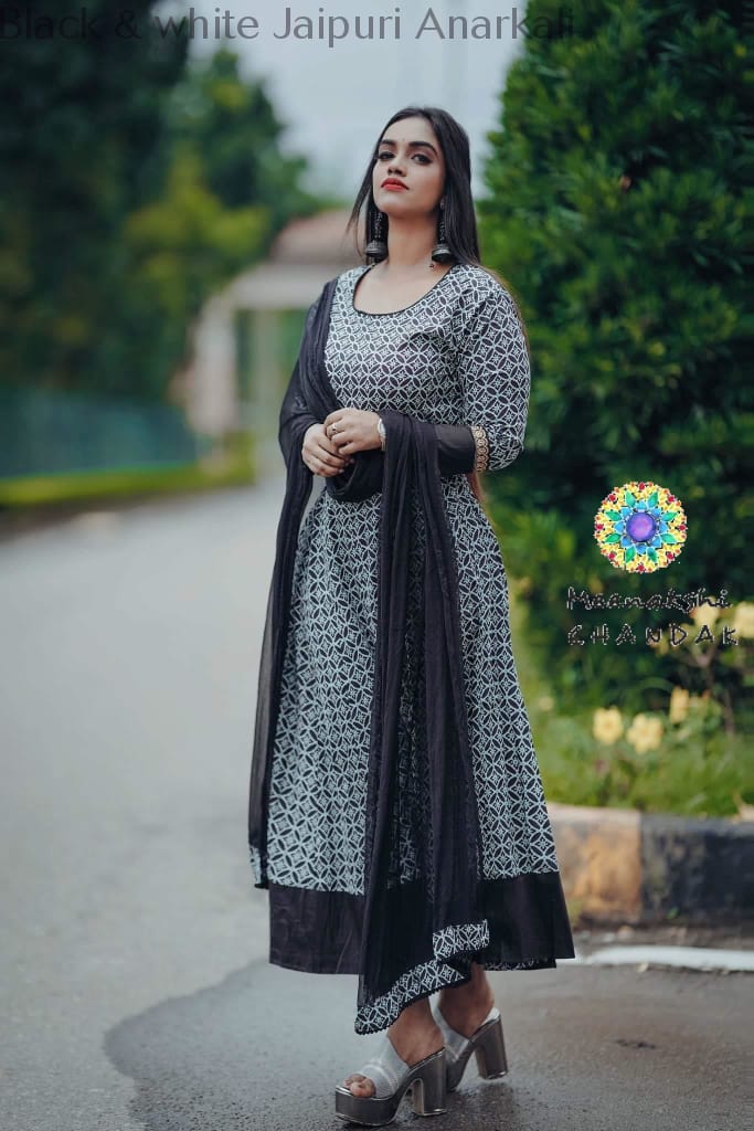 Black & White Jaipuri Anarkali Sets