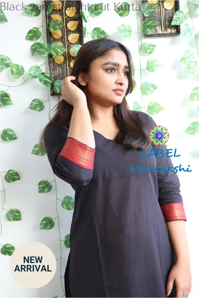 Black zari straight cut kurta KURTAS