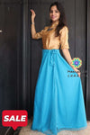 Blue And Golden Beige Skirt Crop Top Skirts & Tops