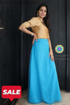 Blue And Golden Beige Skirt Crop Top Skirts & Tops