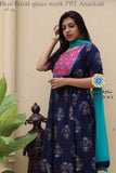 Blue Floral Glass Work Anarkali Limited Edition