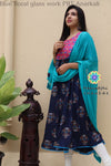 Blue Floral Glass Work Anarkali Limited Edition