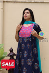 Blue Floral Glass Work Anarkali Limited Edition