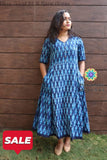Blue Ikkat Fit & Flare Dress S Casuals