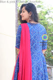 Blue & Pink Bhadhini Anarkali With Dupatta Sets