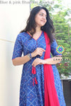 Blue & Pink Bhadhini Anarkali With Dupatta Sets