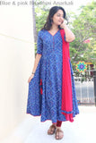 Blue & Pink Bhadhini Anarkali With Dupatta Sets
