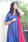 Blue & Pink Bhadhini Anarkali With Dupatta Sets
