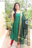 Bottle Green Anarkali With Dupatta Sets