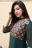 Bottle Green Mandarin A Line Kurta Limited Edition