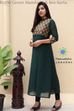 Bottle Green Mandarin A Line Kurta Limited Edition