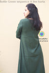 Bottle Green Sequence A Line Kurta Limited Edition