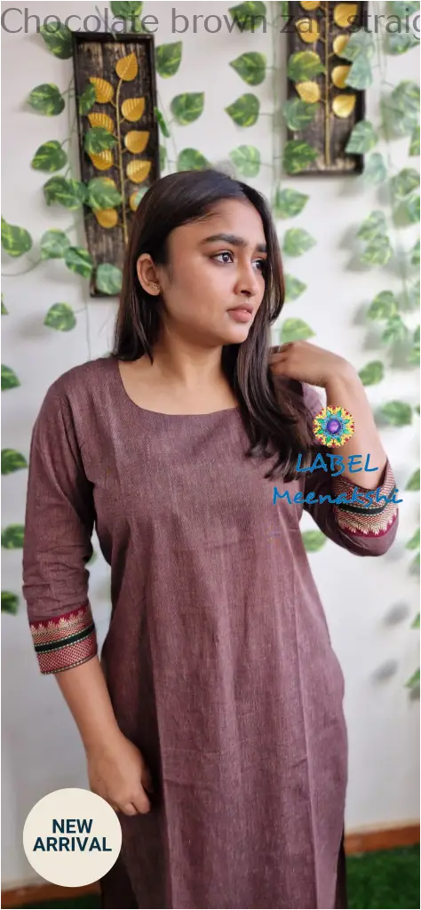 Chocolate brown zari straight cut kurta KURTAS