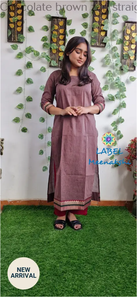 Chocolate brown zari straight cut kurta KURTAS
