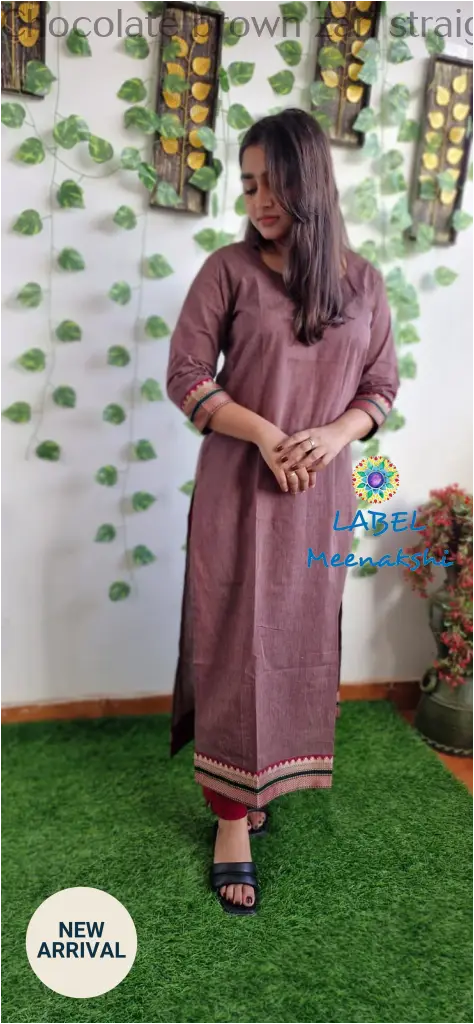 Chocolate brown zari straight cut kurta KURTAS