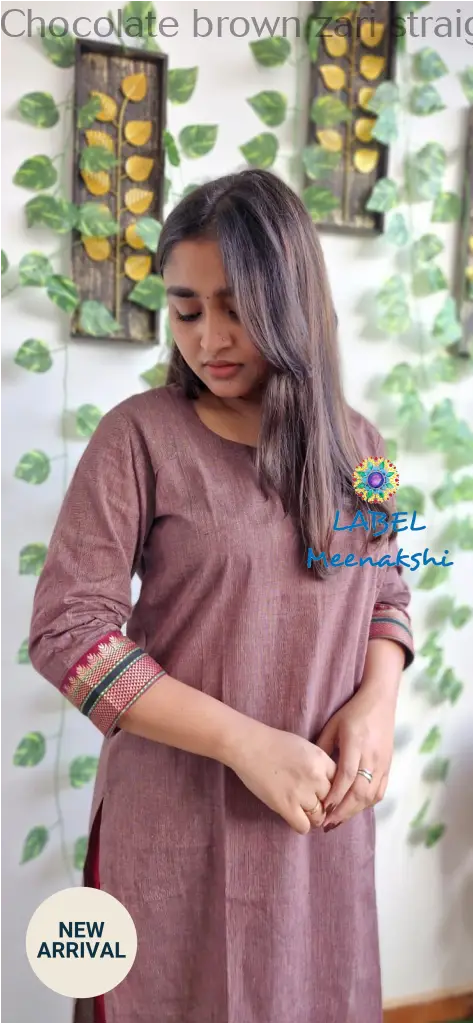 Chocolate brown zari straight cut kurta KURTAS