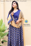 Classic Blue & Gold Printed Anarkali Limited Edition