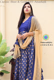 Classic Blue & Gold Printed Anarkali S Limited Edition