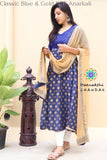 Classic Blue & Gold Printed Anarkali Limited Edition