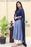 Classic Grey & Blue Banarasi Anarkali Limited Edition