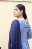 Classic Grey & Blue Banarasi Anarkali Limited Edition