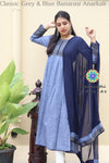 Classic Grey & Blue Banarasi Anarkali Limited Edition