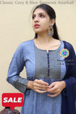 Classic Grey & Blue Banarasi Anarkali S Limited Edition