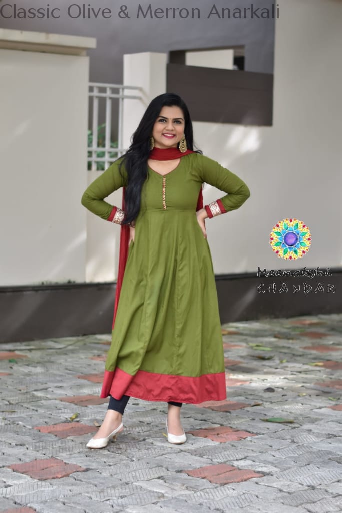 Classic Olive & Merron Anarkali Sets