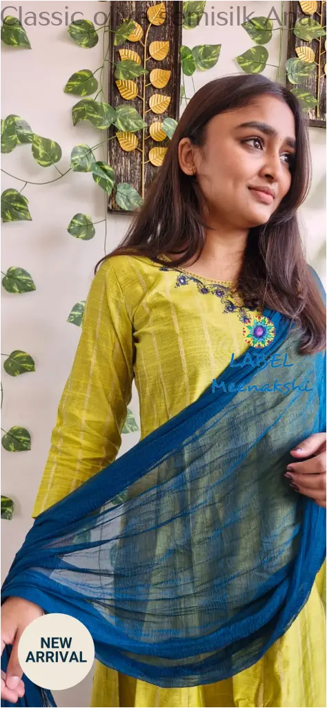 Classic olive semisilk Anarkali