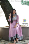 Classic Pink & Grey Banaras Anarkali Sets