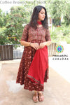 Coffee Brown Hand Block Anarkali Sets