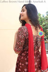 Coffee Brown Hand Block Anarkali Sets
