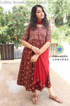 Coffee Brown Hand Block Anarkali Sets