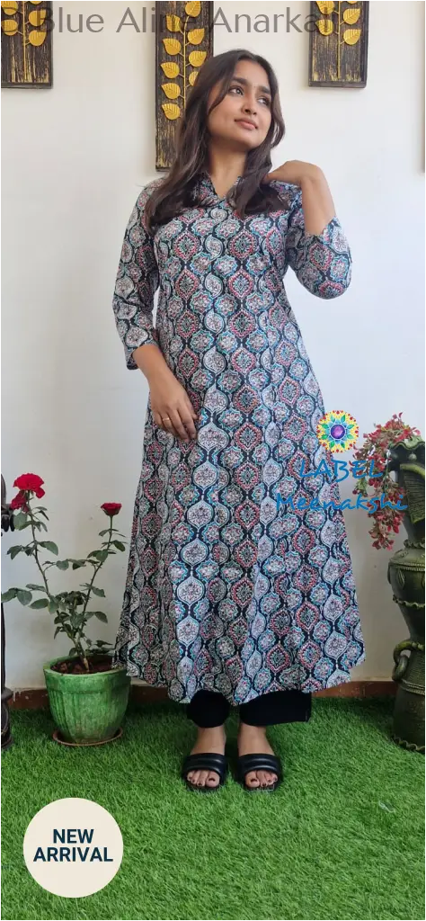 Dark navy Aline anarkali kurta KURTAS
