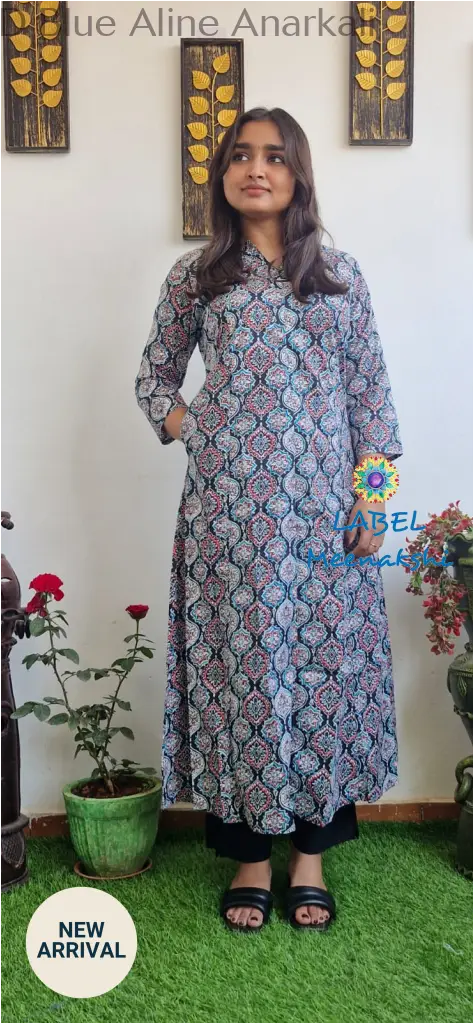 Dark navy Aline anarkali kurta KURTAS
