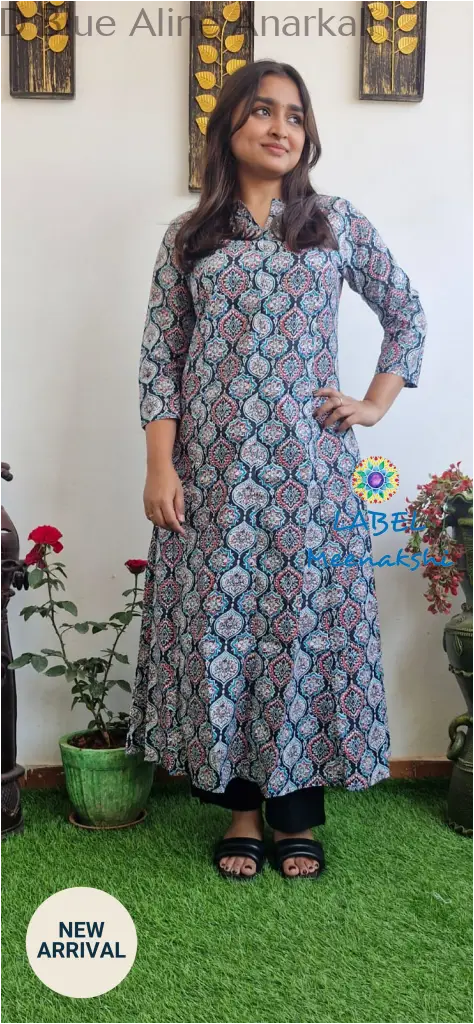 Dark navy Aline anarkali kurta KURTAS