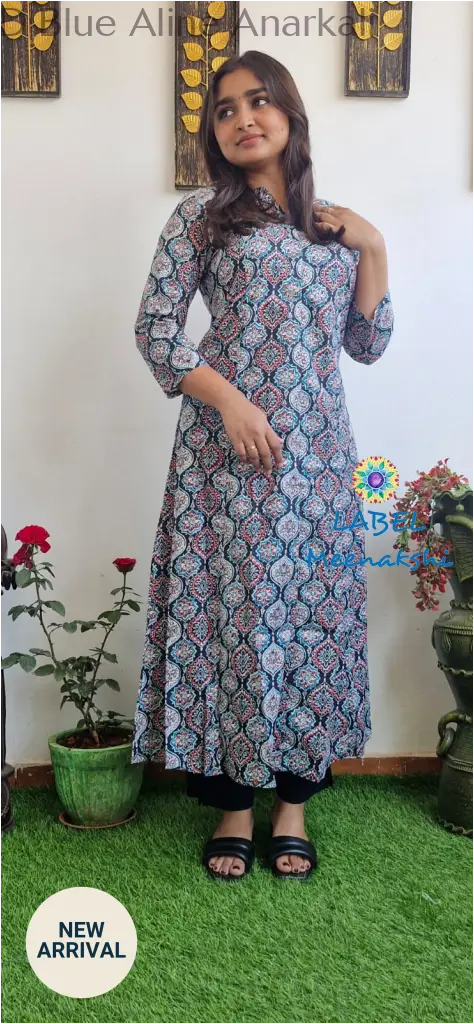 Dark navy Aline anarkali kurta KURTAS